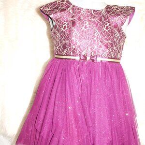 Short Party DRESS Burgandy with Gold Glitter GIRL'S Size 12 BY JONA MICHELLE
